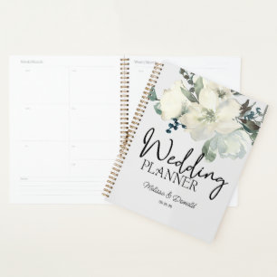Elfenbeinweiße Rosen Florale Hochzeit Planer
