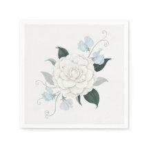 Elfenbeinweiße Rosenstaubblaue Hochzeitsserviette
