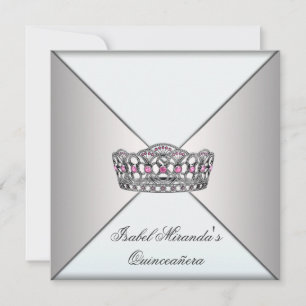 Elfenbeinweiße Tiara stilvolle Quinceanera Sweet 1 Einladung