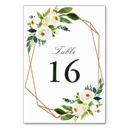 Elfenbeinweiße Wasserfarben geometrische Hochzeit Tischnummer