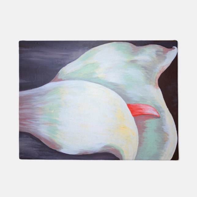 Elfenbeinweißer Orchid mit Lilac Lemon Hues Fußmatte (Vorderseite)