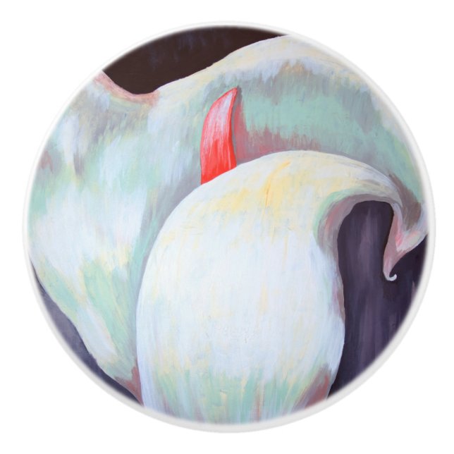 Elfenbeinweißer Orchid mit Lilac Lemon Hues Keramikknauf (Vorderseite)