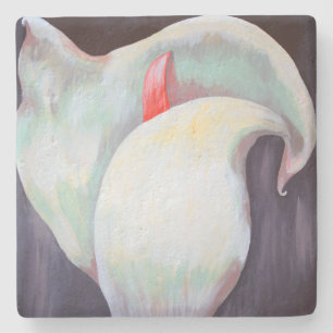 Elfenbeinweißer Orchid mit Lilac Lemon Hues Steinuntersetzer