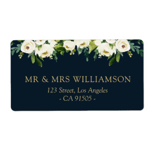 Elfenbeinweißes Blumenadressen-Etikett