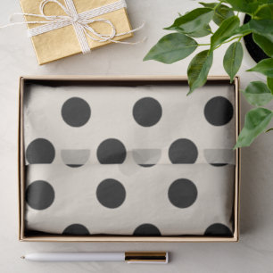 Elfenbeinweißes und schwarzes großes Polka-Punkte Seidenpapier