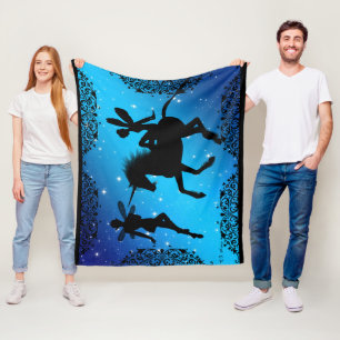 Elfenzauber-Einhorn Fantasy-Med mit schwarzem Hint Fleecedecke