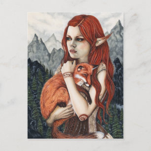 Elffox-Fantasie-Kunst-Natur-Postkarte Postkarte