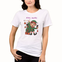 Elfie Selfie Damen Feiertags T-Shirt – Süßer Chris