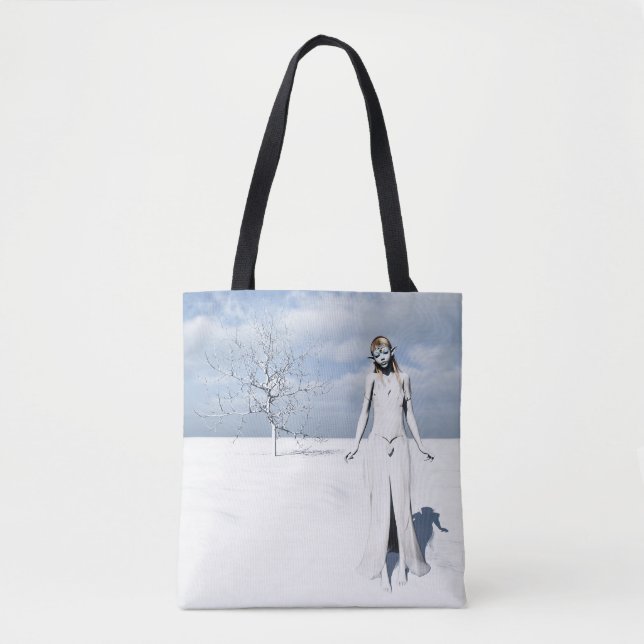 Elfin Frau läuft durch den Schnee  (Vorderseite)