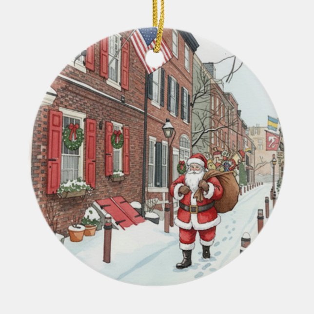 Elfreth's Alley in Philly at Christmas  Keramik Ornament (Vorne)