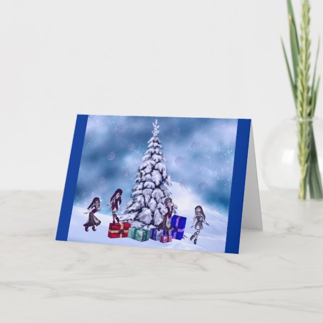 Elfs am Arbeitsplatz Blank Card Feiertagskarte (Vorderseite)