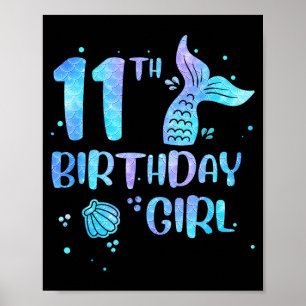Elfter Geburtstag Mädchen Meerjungfrau 11. Kleinki Poster