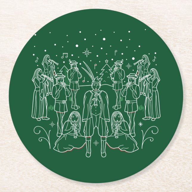 Elfter Weihnachtsfeiertag Untersetzer / Grüne (Vorderseite)