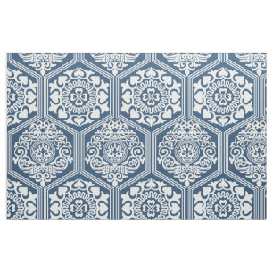Elfzehntes Jahrhundert Hexagone - Indigo Blau und  Stoff