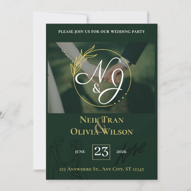 Elgant Customizable wedding invitation Dankeskarte (Vorderseite)