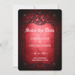 Elgant Gothic Aquamarin Rust Red Save the Date Ger