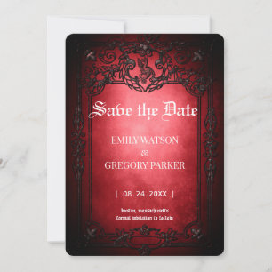 Elgant Gothic Aquamarin Rust Red Save the Date Ger