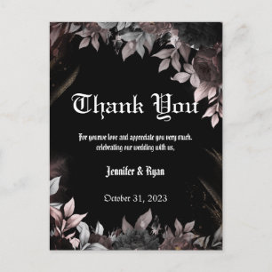 Elgant Gothic Burgundy Red and Black Floral Postkarte