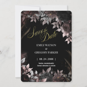 Elgant Gothic Rust Black Rose Save The Date