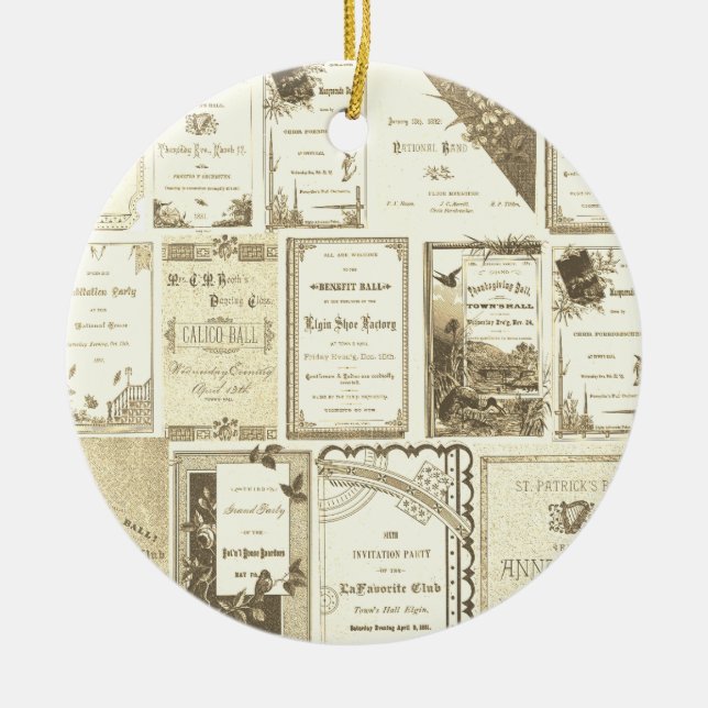 Elgin Illinois 1880's Sepia Club Einladungen Party Keramikornament (Vorne)