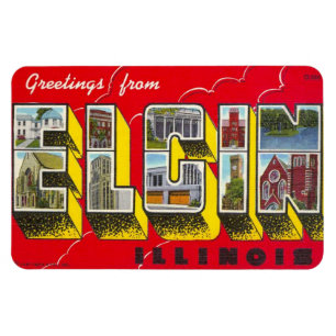 Elgin Illinois IL Large Letter Postcard Magnet !!!