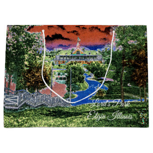 ELGIN ILLINOIS LORDS PARK PAVILION 1920ER KUNSTVIE GROßE GESCHENKTÜTE