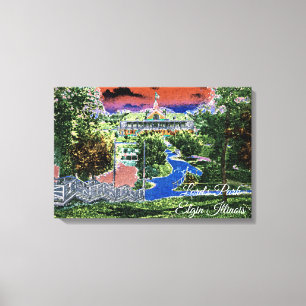 ELGIN ILLINOIS LORDS PARK PAVILION 1920ER KUNSTVIE LEINWANDDRUCK