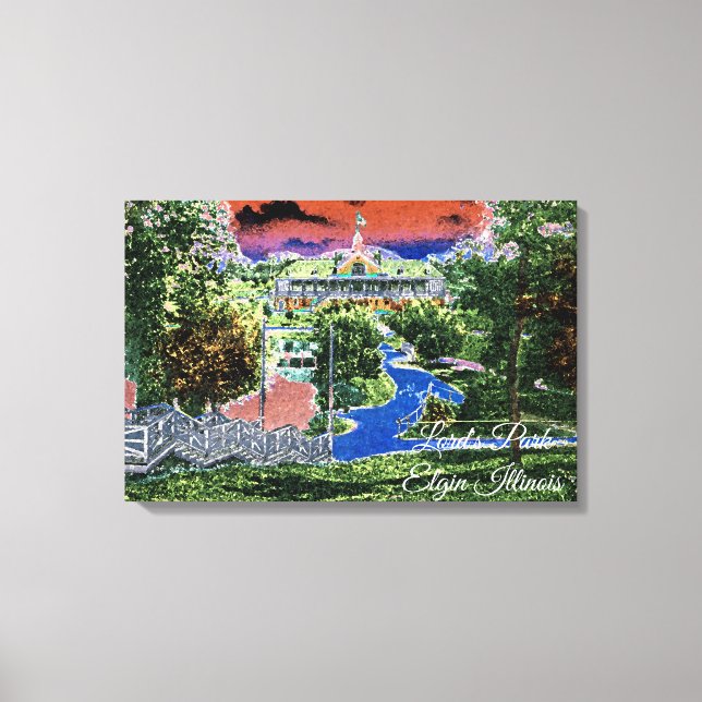 ELGIN ILLINOIS LORDS PARK PAVILION 1920ER KUNSTVIE LEINWANDDRUCK (Vorderseite)