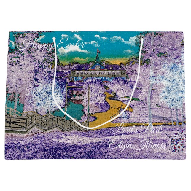 ELGIN ILLINOIS LORDS PARK PAVILION 1920S Oster Große Geschenktüte (Vorderseite)