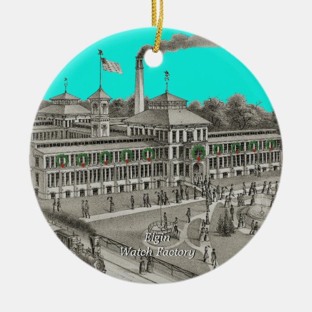 Elgin Uhr-Fabrik Elgin Illinois 1871 Keramik Ornament (Vorne)