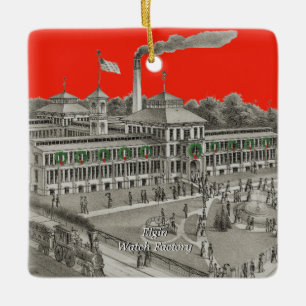 Elgin Uhr-Fabrik Elgin Illinois 1871 Keramikornament