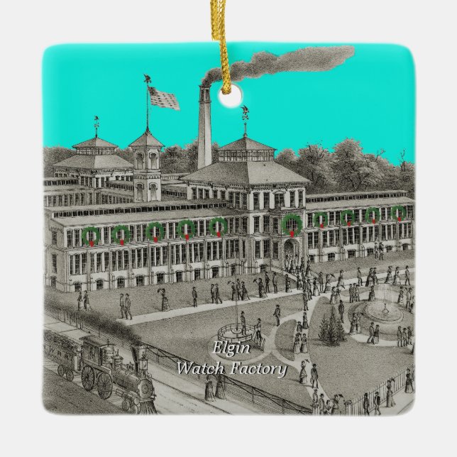 Elgin Watch Factory Elgin Illinois 1871 Keramikornament (Vorderseite)