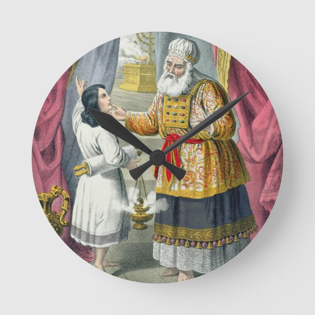 Eli fragte Samuel nach der Vision Runde Wanduhr (Vorderseite)