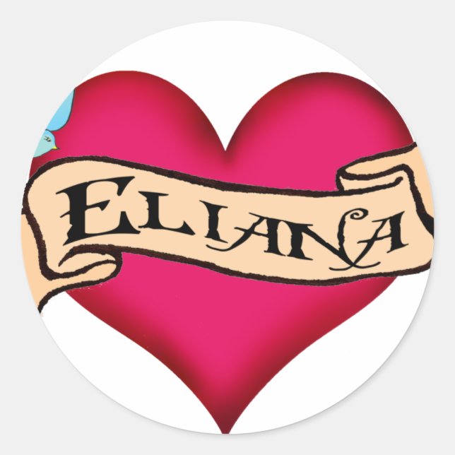 Eliana - Custom Heart Tattoo Runder Aufkleber (Vorderseite)