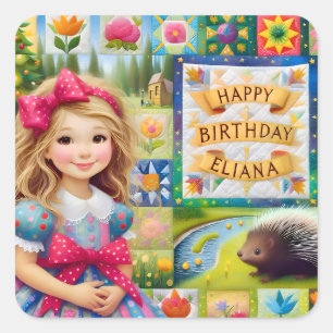 ELIANA ~ HAPPY BIRTHDAY ~ Quilt ~ Quadratischer Aufkleber