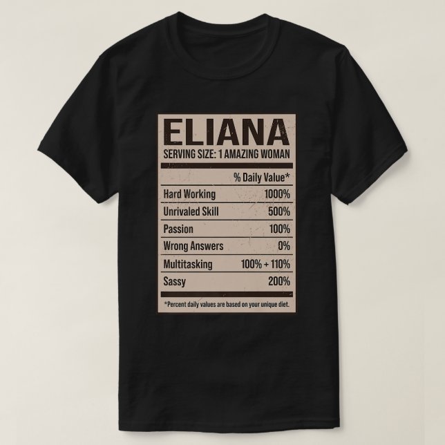 Eliana Nutrition Fakten Name Nickname Alias Titel  T-Shirt (Design vorne)