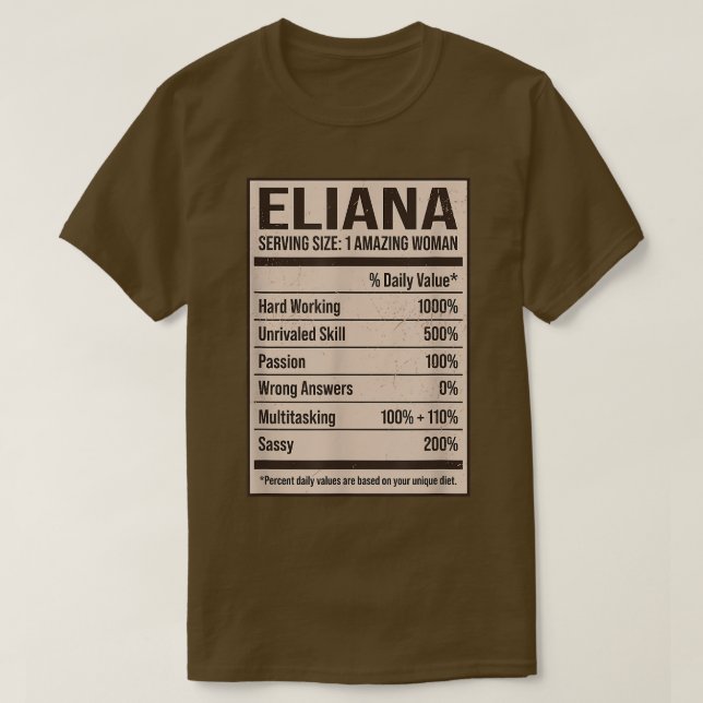 Eliana Nutrition Fakten Name Nickname Alias Titel  T-Shirt (Design vorne)