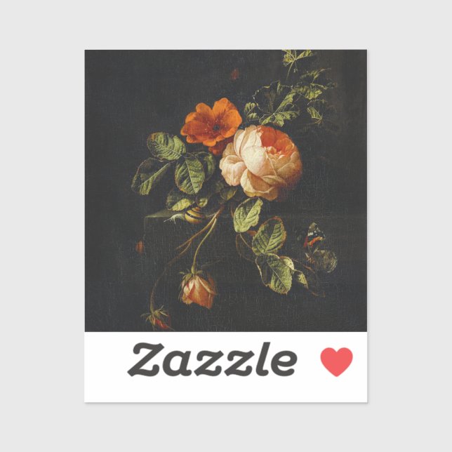 Elias van den Broeck, Stillleben mit Rose Aufkleber (Blatt)