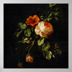 Elias van den Broeck, Stillleben mit Rose Poster