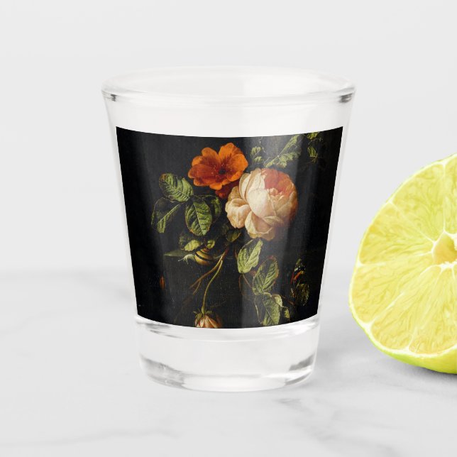 Elias van den Broeck, Stillleben mit Rose Schnapsglas (Vorderseite)