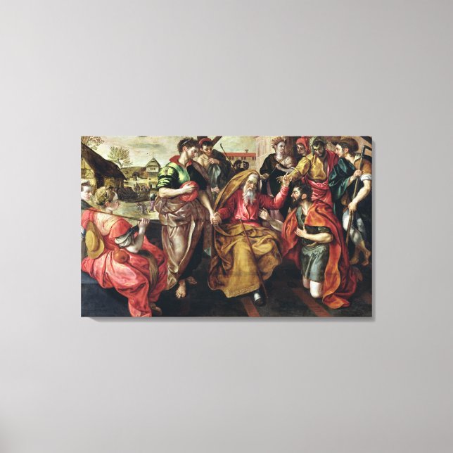 Eliezer Fragend für Rebecca zu Marry Isaac, 1562 Leinwanddruck (Vorderseite)