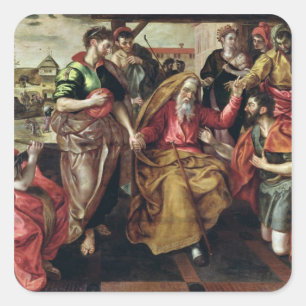 Eliezer Fragend für Rebecca zu Marry Isaac, 1562 Quadratischer Aufkleber
