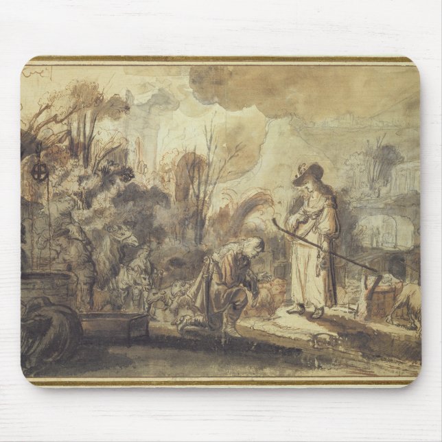 Eliezer und Rebecca am Brunnen Mousepad (Vorne)