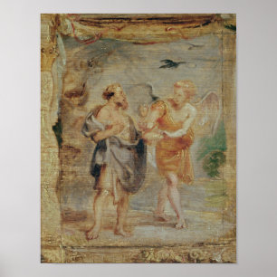 Elija, der Brot und Wasser von einem Engel Poster