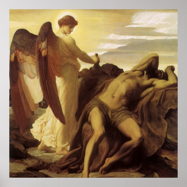 Elijah in Wilderness von Lord Frederic Leighton Poster (Vorne)