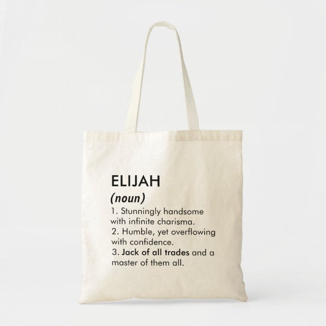 Elijah name, Editable name, Custom name Tragetasche (Vorne)