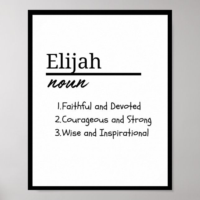 Elijah, Personalisierter Name Definition für Junge Poster (Vorne)