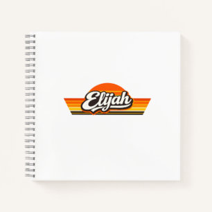 Elijah Retro-Sonnenuntergangs-Name-Design Notizbuch