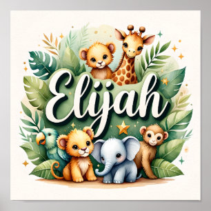 Elijah Safari Kinderzimmer Wall Art Poster