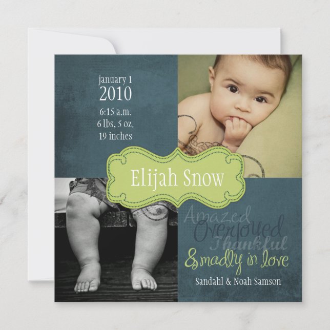 Elijah Snow Birth Ankündigungen (Vorderseite)